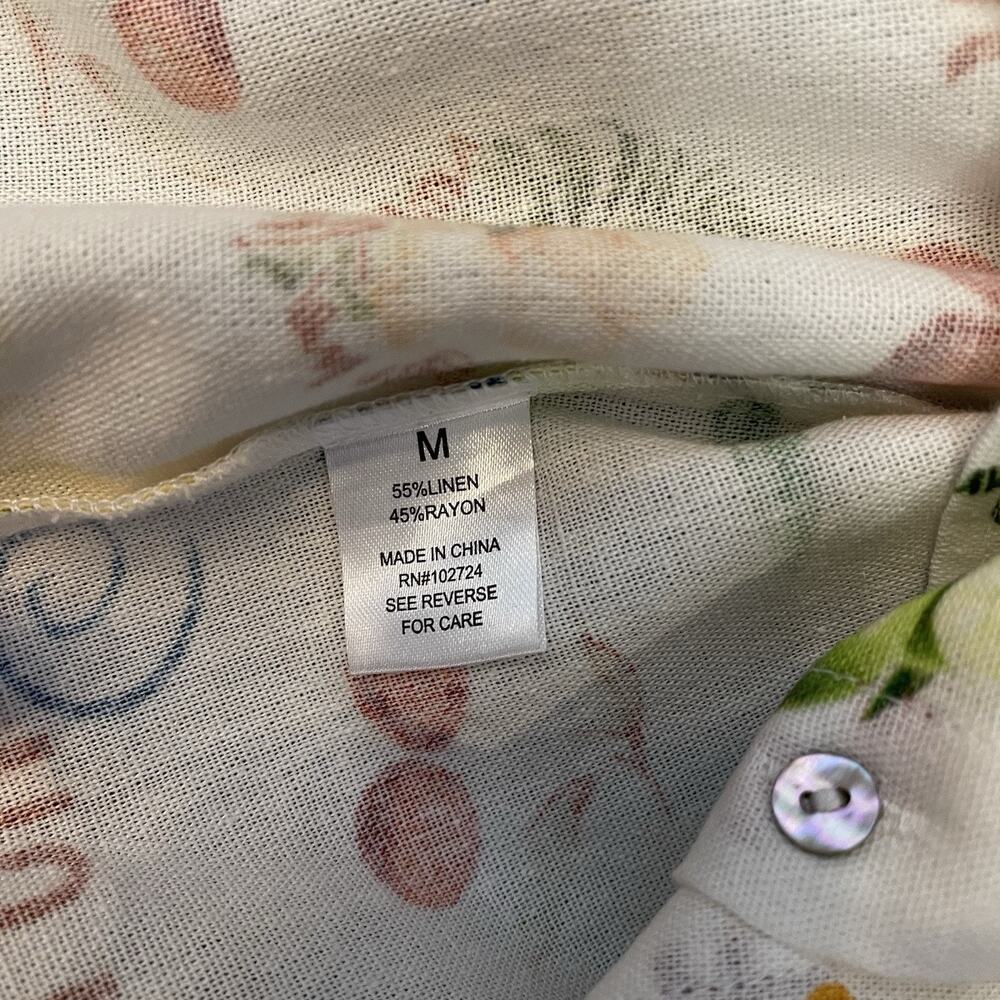 Hester & Orchard Women's Blouse M Linen Rayon Tropical Boxy Button-Up Shirt - Picture 8 of 9